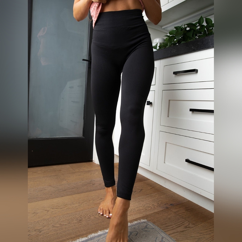 NEW Women's Black High-Waisted Fleece Leggings S/M